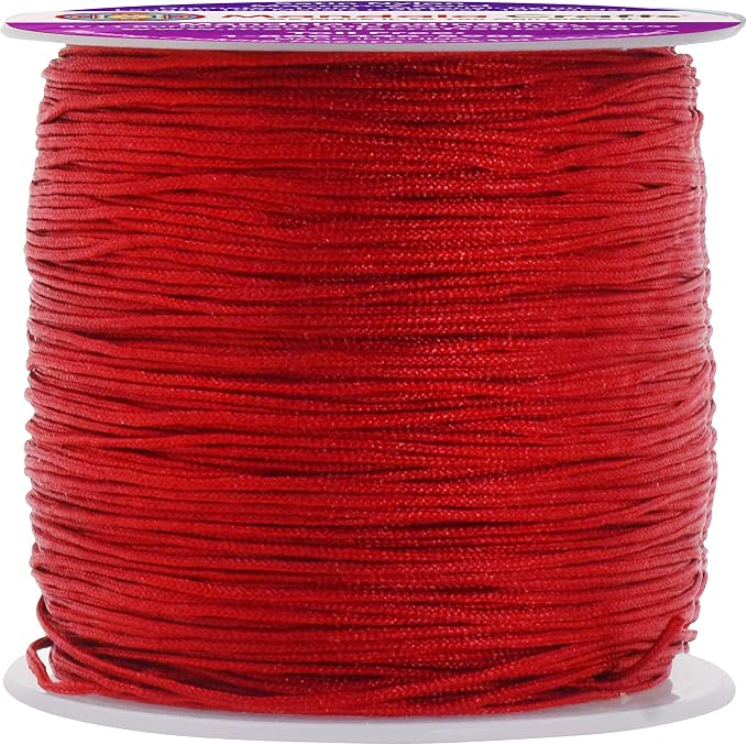Mandala Crafts 1mm Burgundy Rattail Nylon Satin Cord for Jewelry Making