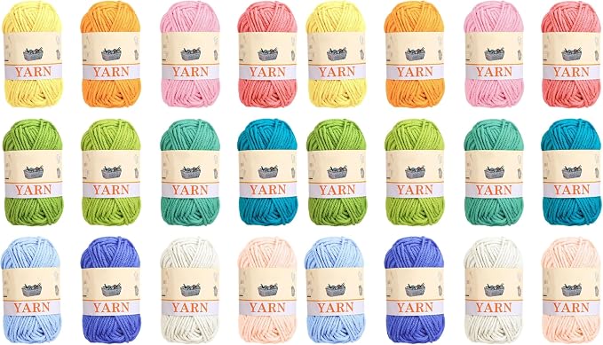 12pcs Yarns for Crocheting, 12 Colors Starter Acrylic Crochet Yarn Bundle 4 Ply for Adult Child Knitting Crochet Crafts (12 x 15g) (Pack of 2)
