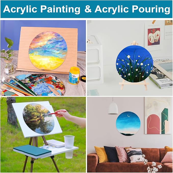 NBEADS 12 Pcs Round Painting Canvas Panels, 5.9x5.9inch Blank Canvas Drawing Boards for Oil & Acrylic Painting Students Artist Hobby Painters and Beginners, 5.9inch in Diameter