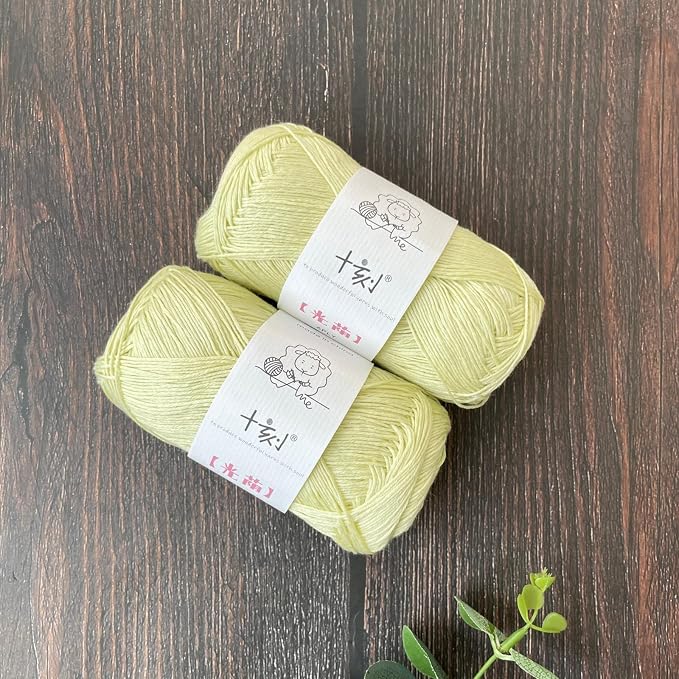 Linen Rayon Lyocell Blend Yarn, Superfine Fingering Weight (1), 150g/5.29oz (3 Strands, 50g/230yds per Strand)- 09 Sweet Pea
