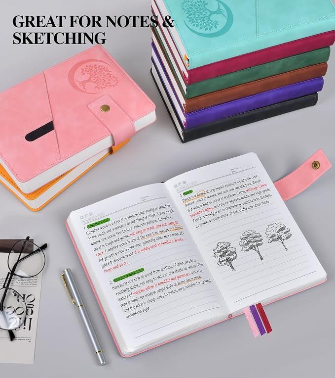PAIBAS Lined Journal Notebook for Men, A5 Leather Journals for Writing Women, Hardcover Notebooks for Work,School,Note Taking,Travel,Business,Personal daily Diary,200 Page College Ruled (5.9" x 8.4")