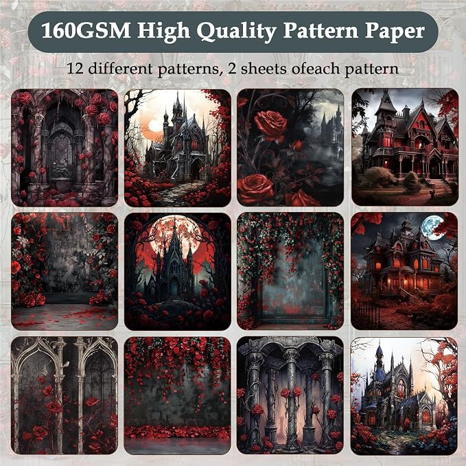 24 Sheets 6"x6" Scrapbook Paper Single-Sided Pattern Decorative Paper