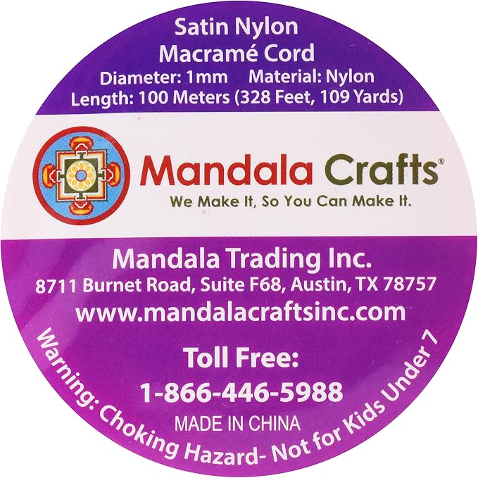Mandala Crafts 1mm Burgundy Rattail Nylon Satin Cord for Jewelry Making