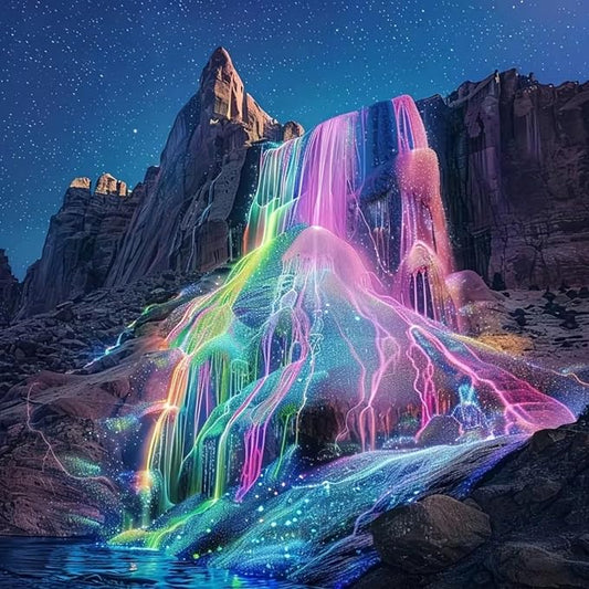 Rainbow Waterfall Diamond Painting Kit for Adults,Fantasy Diamond Art Kit | DIY Full Round Drill Gem Painting Magical Landscape Paint by Diamonds Relaxing Craft for Home Wall Decor 13.7x13.7In