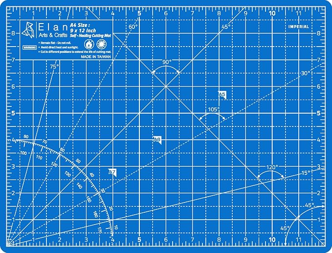 Elan Cutting Mat A4 Blue, Self Healing Cutting Mat 9x12 Inch, 5-Ply Craft Board Blue, Hobby Board for Crafts 9x12 Inch