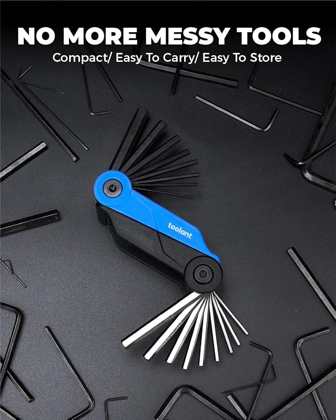 Kraftek toolant 17PCS Folding Allen Wrenches Sets(Metric and SAE), Metric Allen Key Set 1.5mm- 8mm, SAE Hex Key Set 5/64”- 1/4", Folding Hex Keys for Home Repair and Bikes(EDC),gift for men
