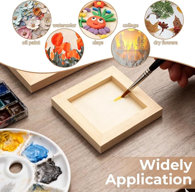 FSWCCK 15 Pack 5 x 5 inch Wood Panel Boards, Unfinished Wood Canvas Panels for Crafts, Painting Canvas, DIY Art Projects, Pouring, Arts Use with Oils, Acrylics