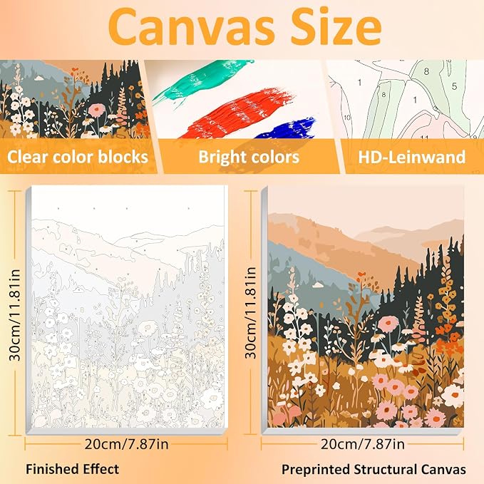 Mandun Landscape Paint by Numbers Kit for Adults, 3 Pack, 7.8x11.8 inch | DIY Painting Kits Crafts for Adults, Relieve Stress, Frame Canvas, Wooden Easel, Gift Box, Home Wall Decor