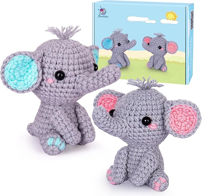 Crochet Kit for Beginner, Upgraded Easy Yarn Crochet Starter Kit w Step-by-Step Video Tutorials, Beginner Crochet Kit for Adults & Kids, Men & Women, Complete Kit Included, 3Pack Whale Family