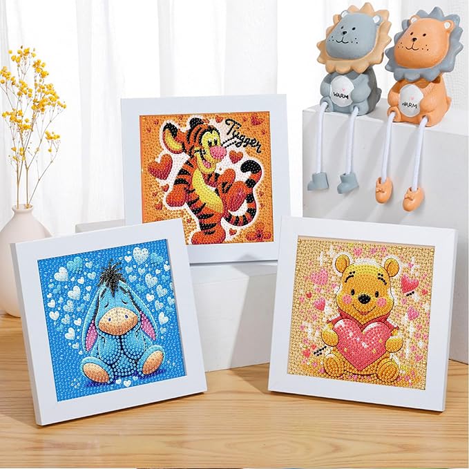 LWZAYS Diamond Painting Art Kit for Kids, Crafts for 4-8-12 Kids Gem Art | 4 Pack DIY Crafts 5D Diamond Art Kit for Kids, Full Round Drill Big Gem Art for Kid,Home Wall Decoration 6X6 inch