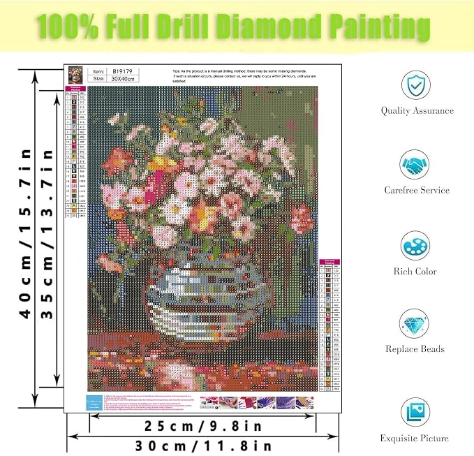 Disco Flower Diamond Art Painting Kits for Adults Beginner,12x16 Inch