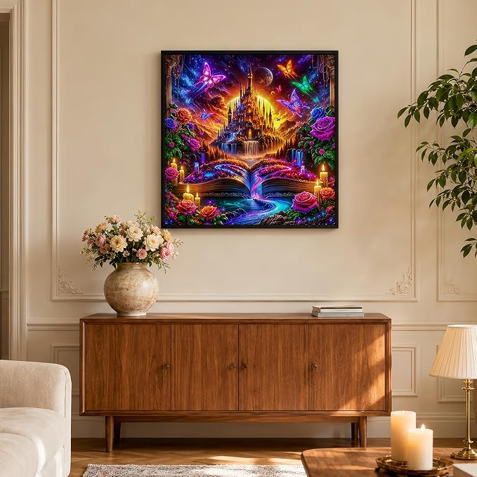 5D Dream Book Castle Diamond Painting Kits for Adults 13.7x13.7 Inch