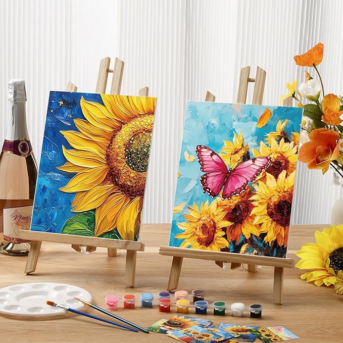 Sherr 24 Pcs Pre Drawn Canvas for Adult, Sunflower, 8 x 10 Inch