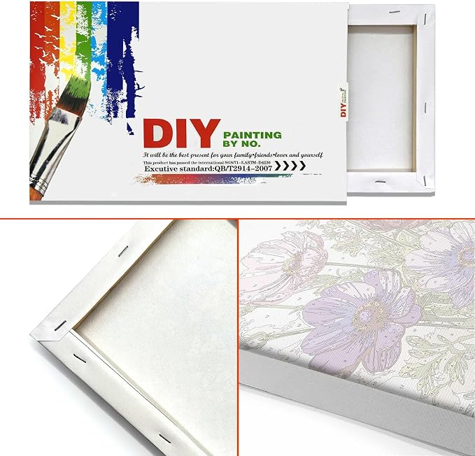 JOOZ Paint by Numbers Kit for Adults with Frame, Flowers, 8x12 Inch