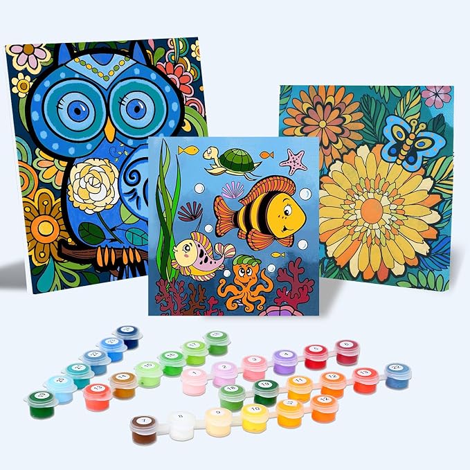 Paint by Numbers Kit for Kids and Adults, Art Supplies for Kid 6-12, Painting Kits for Kids, Crafts and Fun, Acrylic Paint Set, Canvas Painting Kit, Include Framed Pre-drawn Canvas, Color by Numbers