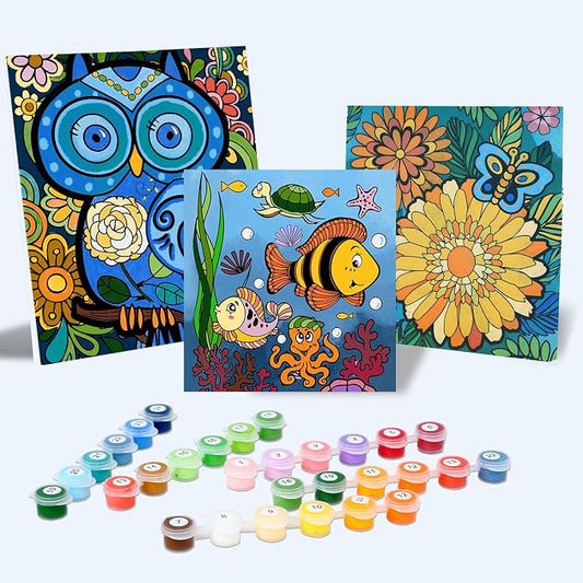 Paint by Numbers Kit for Kids and Adults, Art Supplies for Kid 6-12, Painting Kits for Kids, Crafts and Fun, Acrylic Paint Set, Canvas Painting Kit, Include Framed Pre-drawn Canvas, Color by Numbers