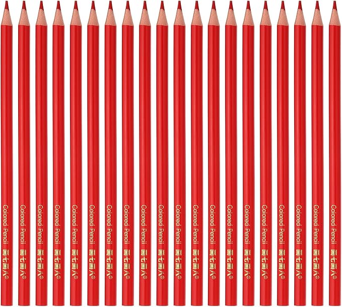 PATIKIL Red Colored Pencils Set,20 Pcs Oil Color Pencils Wooden Coloring Drawing Pencil for Artists Art Painting