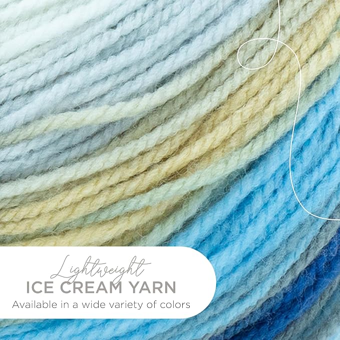 Lion Brand Yarn, Ice Cream Crochet Yarn, Butter Pecan, Multicolor, 3 Pack