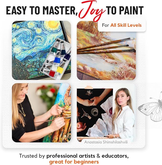 ZenART Professional Oil Paint Set - Artist Grade Old Masters Colors- 8x50ml | Impressionist Palette - Non-Toxic Large Tubes, Buttery Consistency, Rich Pigment,Lightfast Oil Paints for Artists & Beginners