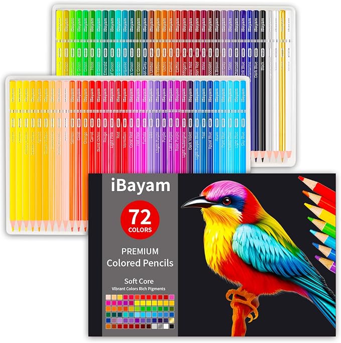 Soucolor 72-Color Soft Core Colored Pencils for Kids & Adults Coloring Book | 72 vibrant, pre-sharpened pencils with smooth, blendable soft cores for coloring, sketching, shading & back-to-school art