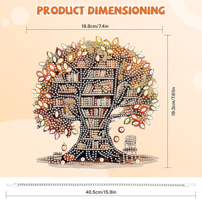 Bowetile Fall Diamond Art Hanging Kits for Adults, Tree of Books Diamond Art Suncatchers Maple Leaf, 5D Special Shape Autumn Diamond Painting Pendant Window Ornament for Home Wall Decor