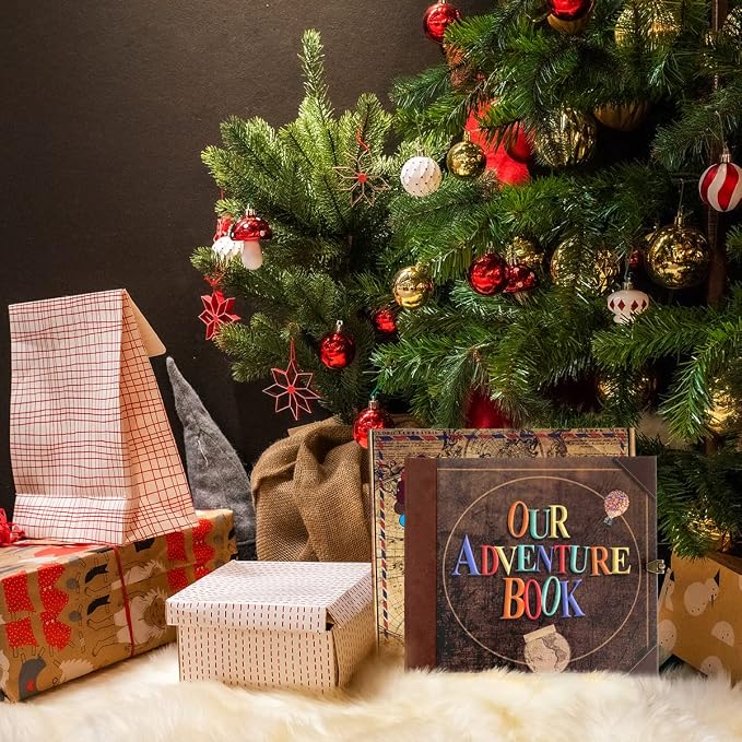 Adventure Book 148-Page DIY Handmade Scrapbook Kit - Embossed Leather Cover - Gift Boxed with Full DIY Accessories for Couples, Weddings, Anniversaries & More for Life’s Greatest Adventures