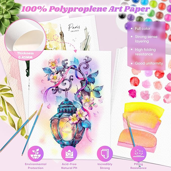 Watercolor Paper 9"x12", Cold Press Water Color Paper, Loose Drawing Paper | 140lb/300gsm Artist Sketch Acrylic Paints Markers Pencils Pens Oil Pastels Canvas Painting,Art Supplies for Adults Teens Kids