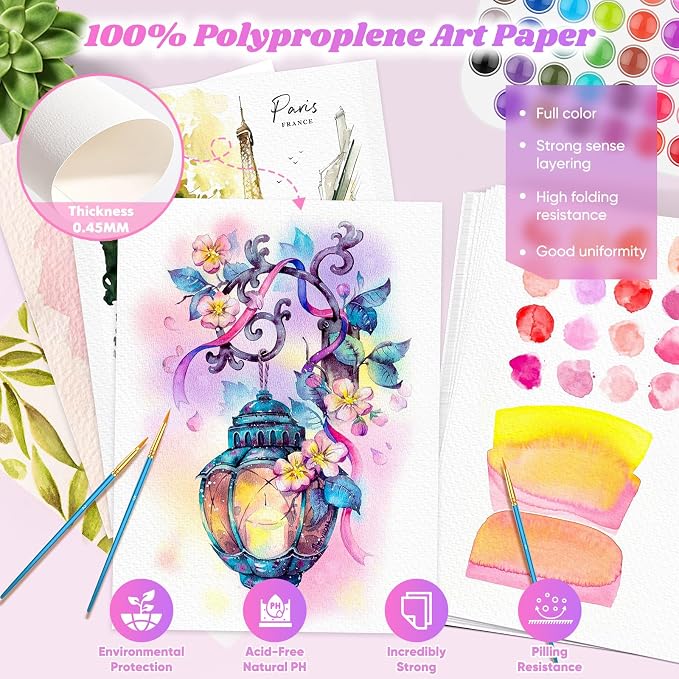 Watercolor Paper, 250 Sheets Water Color Paper Bulk, 9"x12" Drawing Paper | Art Supplies for Kids Adults,Artist Sketch Easel Painting Paper, Valentines Day Stocking Stuffers, Teacher & School Supplies