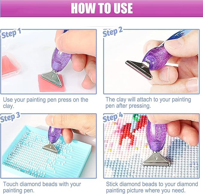 Diamond Painting Pen,Diamond Art Pen,Resin 5D Diamond Painting Pen Kit Tool Accessories (Purple Silver)