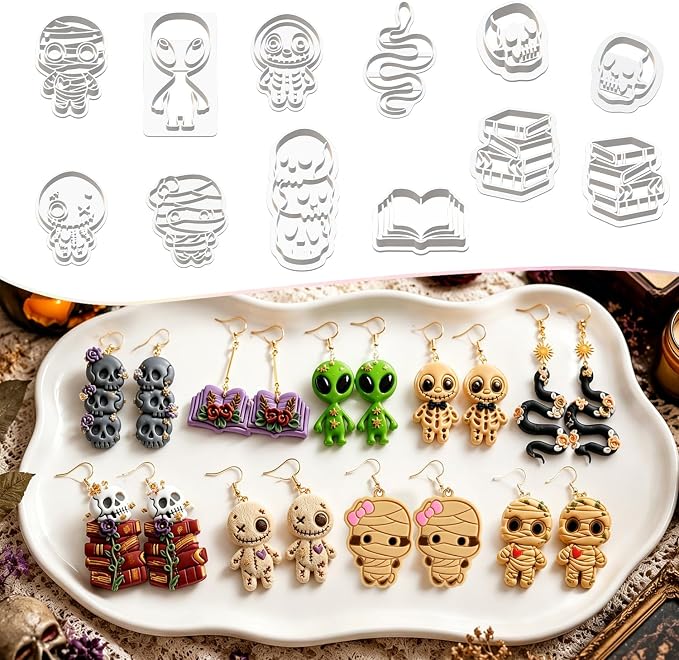 12Pcs Gothic Halloween Polymer Clay Cutters