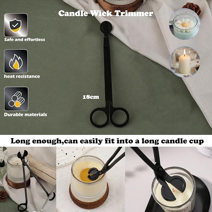 136PCS Professional Candle Making Kit with Soy Candle Wicks,Big Hole Long Wicking Needle for Molds with Storage Bag,Wick Trimmer,Mold Hook Eye Punch Needle for Candle Lover Beginner