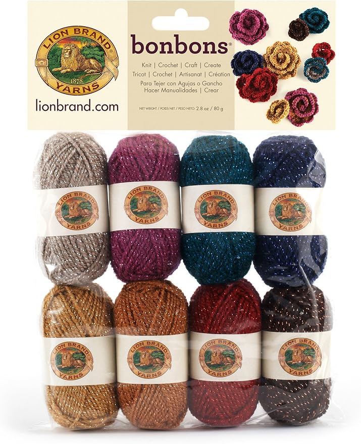 Lion Brand Yarn BonBons Yarn Pack Party | Small, Colorful, Lightweight Yarn Skein Pack for Colorwork, Embroidery, Friendship Bracelets, DIY Projects