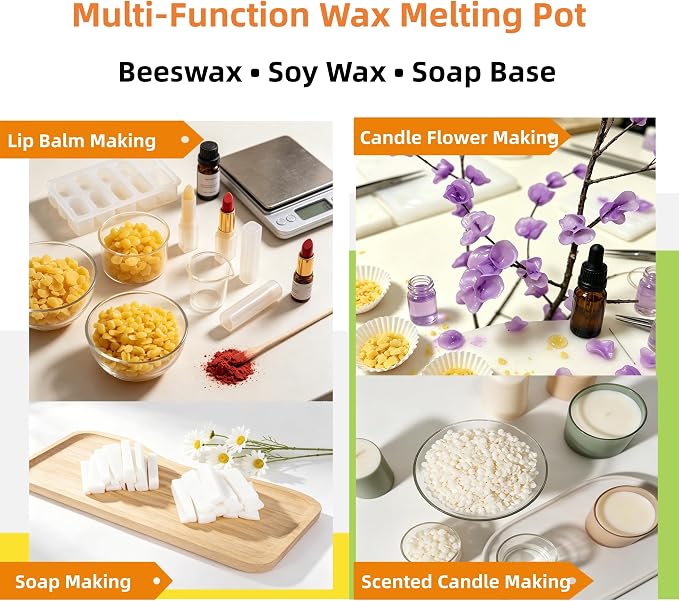NIUQUANQU Candle Making Kit with 3Lbs Wax Melting Pot, for DIY Candle Making Supplies Craft, Including Hot Air Gun, Thermometer, Electronic Scale, Trimmer,Wicks, Fixer, Adhesive Tape,Silicone Spoon