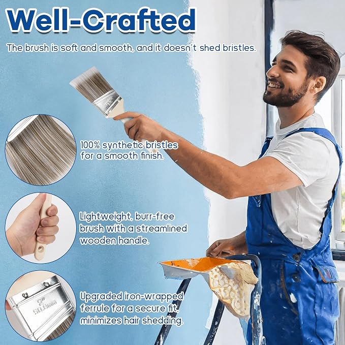 Paint Roller Kit with Extension Pole 28 Piece Set, 4" 9" Paint Roller with Tray, Paint Brushes Set for Professional Painting, House Wall Ceiling Painting Supplies for All Latex and Oil Paints Stains