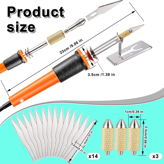 Honoson 19 Pcs Electric Hot Knife Cutting Tool with 14 Blades, Orange