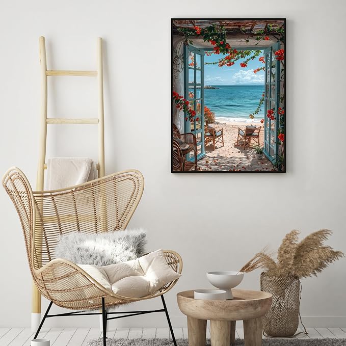 Yunruily Paint by Numbers Kits for Adults - Paint by Numbers for Adults Canvas,Beach Landscape Paint by Number Adult for Gifts Home Wall Decor 16x20inch