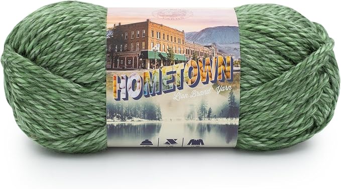 Lion Brand Yarn Hometown Yarn, Super-Bulky Yarn for Knitting, Crocheting, and Crafting, 1 Pack, Everglades | Super Bulky Acrylic Fiber for Warm Crochet Blankets, Knit Winter Hats, Chunky Cardigans, Soft Scarves, Weaving