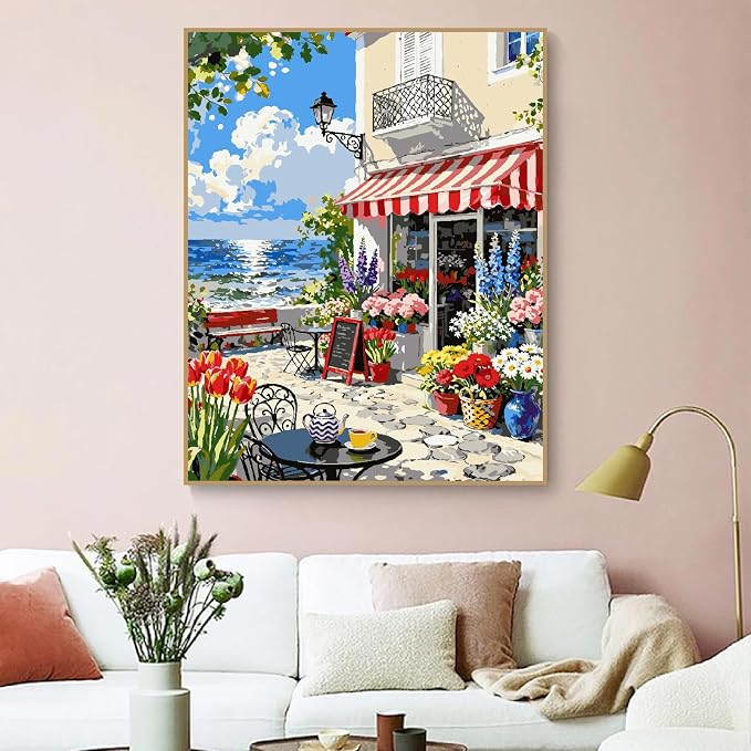 ZRIZQ Paint by Numbers Kit for Adults Beginner Landscapes,City Scape,16x20 | Full set with wooden brushes,rolled canvas,rich paints.Calming activity.Beginner friendly.Just open and paint.