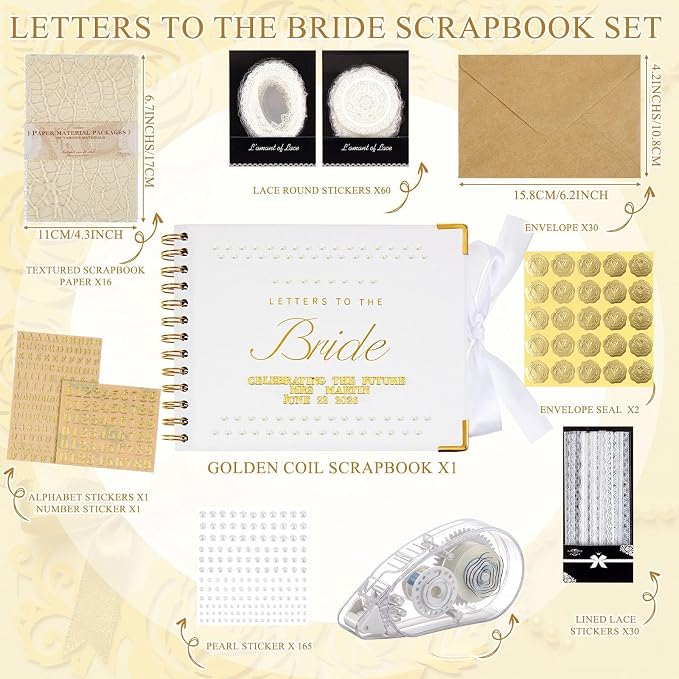 Letters to Bride Scrapbook,8.5 X 7 Inch,Classic,White