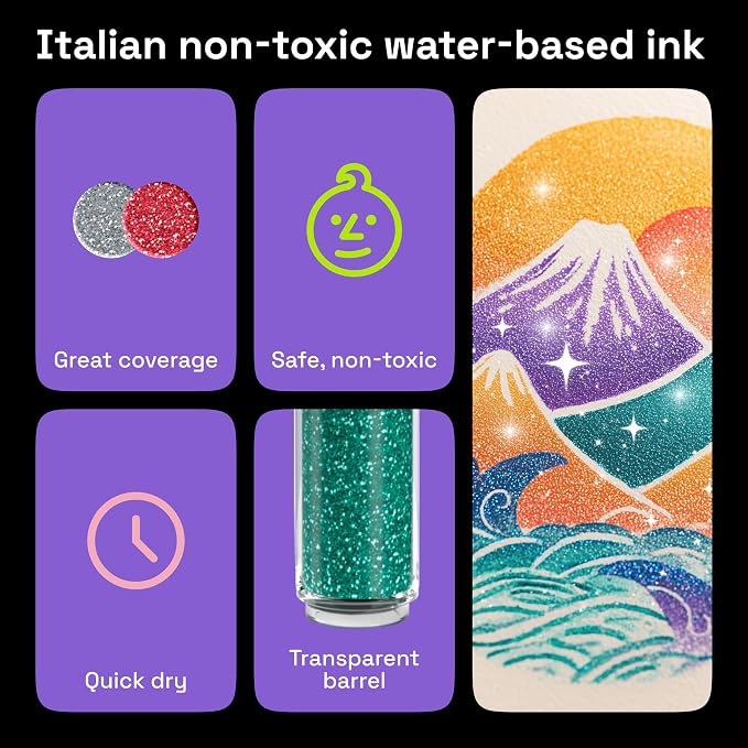 ARTISTRO 12 Glitter Paint Pens for Glass Marking - Extra-Fine Tip