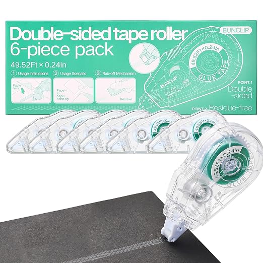 6-Pack Scrapbook Glue Tape Runner, 49.52ft No Residue Double-Sided