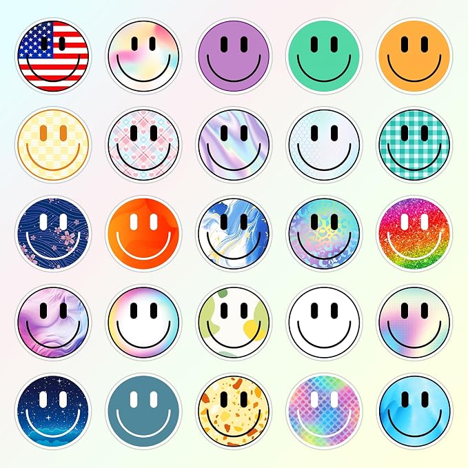 50PCS Smile Face Stickers, Waterproof PVC Stickers