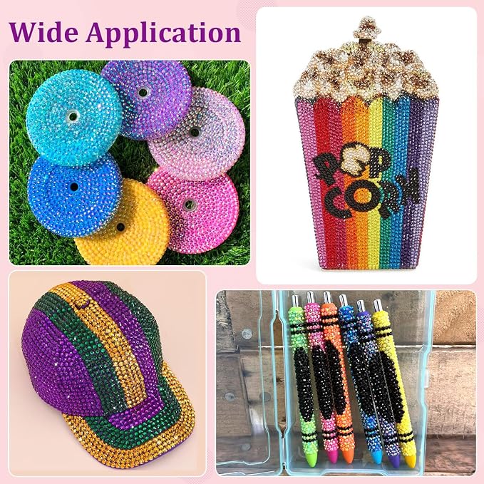 30000Pcs Resin Rhinestones for Crafting, Multicolor 2/3/4mm Flacktback Gems with 3Pcs B7000 Jewelry Glue, Bedazzling Crystal for DIY Crafts Clothing Tumblers Mugs Shoes Fabric Nail Art