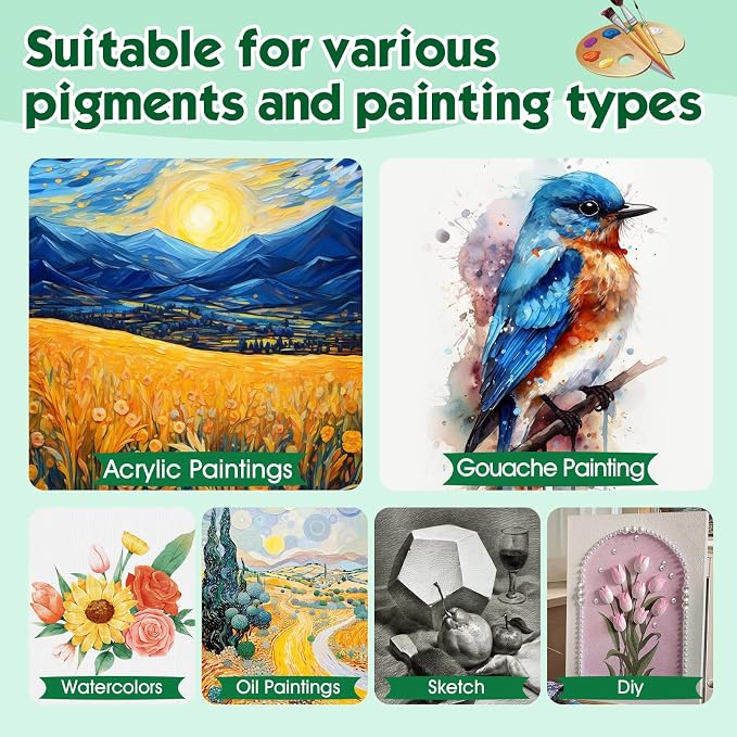 ESRICH Stretched Canvas for Painting, 60 Pack Multi Size11x14, 8x10, 5x7, 4x6, 4x4, Blank Primed Canvases for Oil & Acrylic Painting, Painting Canvas Supplies for Beginners, Artists(12 of Each).