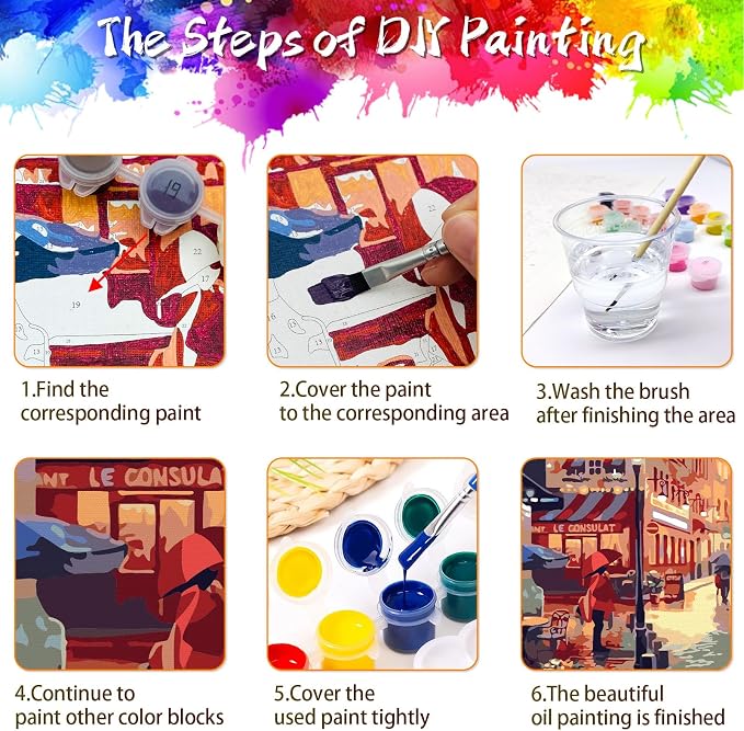 QUITEDEW 2 Pack Paint by Numbers Kit for Adults Colorful Box11.8x15.7 Inch | 2 Pack Adult Paint by Numbers Kit,Paint by Numbers Kits for Adults Beginner,Town for Gifts and Home Wall Decor(Night Market)