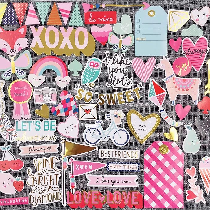 Scrapbook Stickers,80pcs Cardstock Stickers Love Stickers Decorative Masking Stickers for Personalize Laptop Scrapbook Daily Planner and Crafts