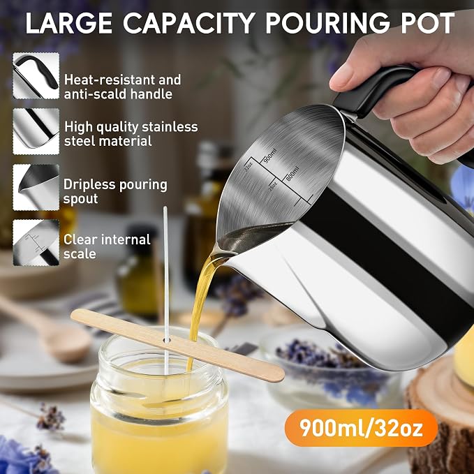 Zapstarz Candle Making Kit with Hot Plate, for Adults, Beginners | Candle Making Supplies with Wax Melting Pot, Candle Wicks, Stickers, Stirring Spoon, Anti-Scald Pad, Wooden Holders