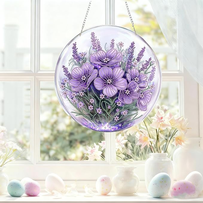 RYMILIE Hanging Diamond Art Kits for Adults Flowers 8x8inch