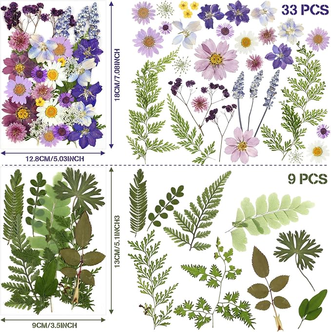 Nuanchu Dried Pressed Flowers for Resin,Classic Style,Bright Colors