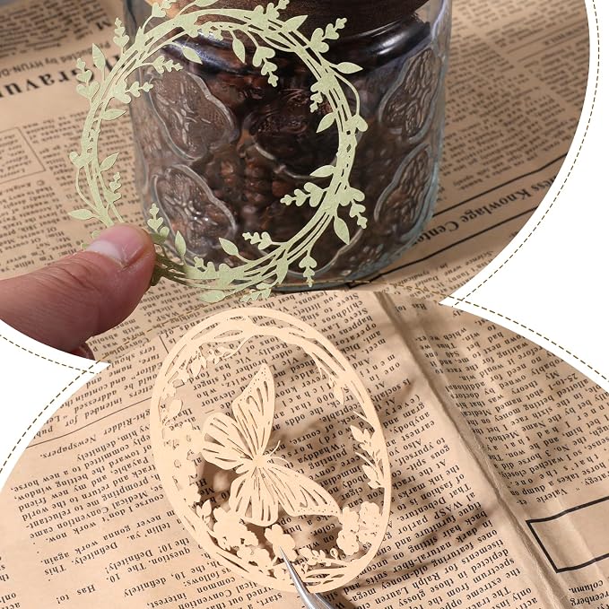 40 Pcs Vintage Flower Scrapbook Paper Lace Cutouts, Decorative Artistic Butterfly Leaf Hollow Out Frame Embellishments Card Making Supplies for Junk Journal DIY Craft Album Planners Decorative Arts
